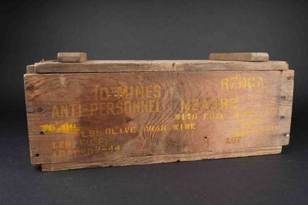 Caja de minas estadounidense. Vacía. De madera. Ta
