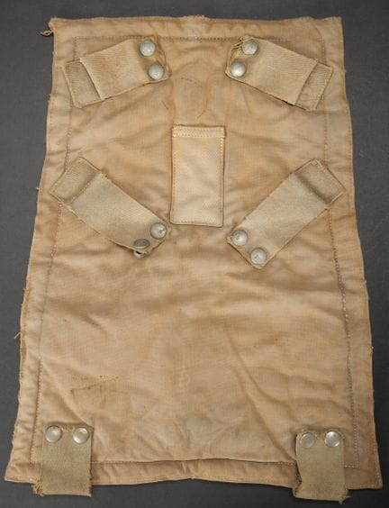 Parachute back pad. Made of thick beige fabric. Do