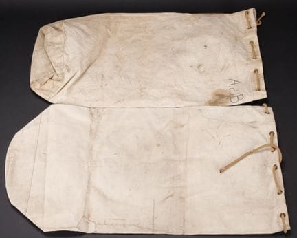 British pack sacks. Two sacks made of thick white 
