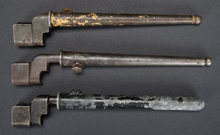 Spike bayonet. Three complete bayonets with their 