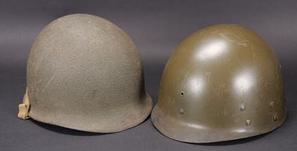 US M1 helmet. USM1 helmet shell. Front-closing ban
