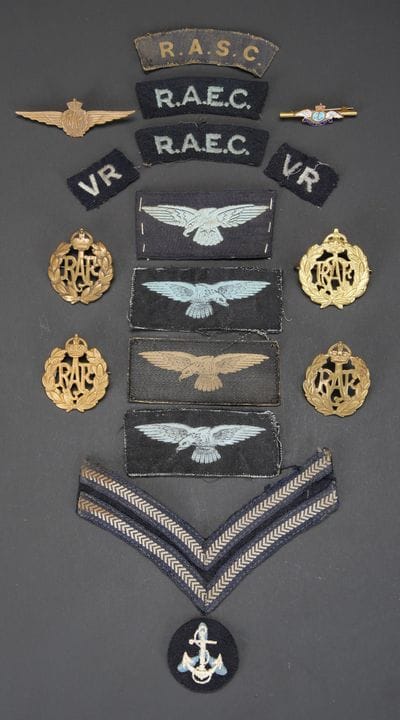 RAF insignia. Includes a Corporal sleeve insignia.