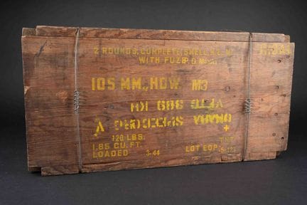 105 mm Howitzer Crate. Complete wooden crate. Empt