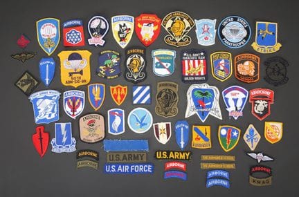 Postwar U.S. insignia. Includes a paratrooper insi