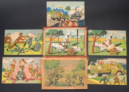 Britischer Puzzle-Würfel. Schöne Pappschachtel, an