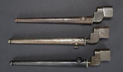 Spike bayonets. Three complete bayonets with their