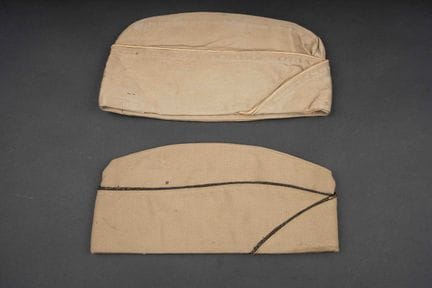 U.S. caps. Includes an officer’s cap made of chino