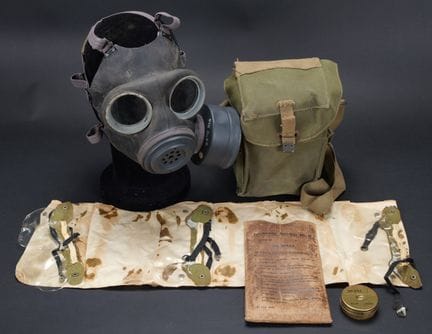 British gas mask. Cover made of heavy khaki canvas