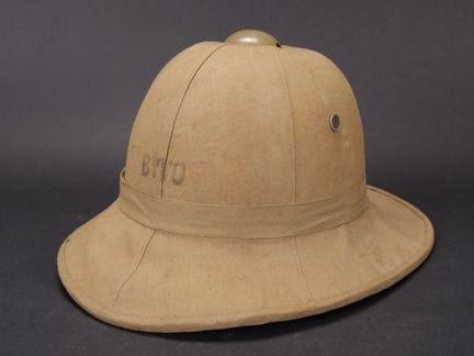 British tropical helmet. Made of beige fabric. Met