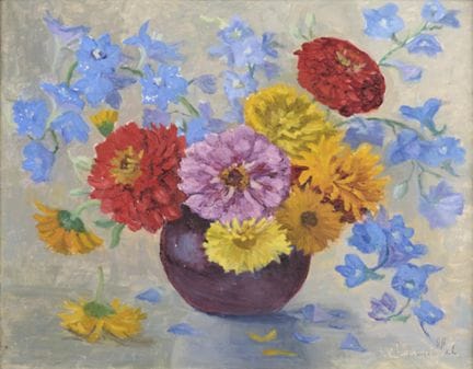 Simone CHAMOUILLET (1899–?) Vase with Flowers. Oil