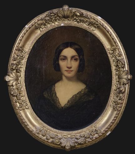 19th-century school. Portrait of a young woman in 