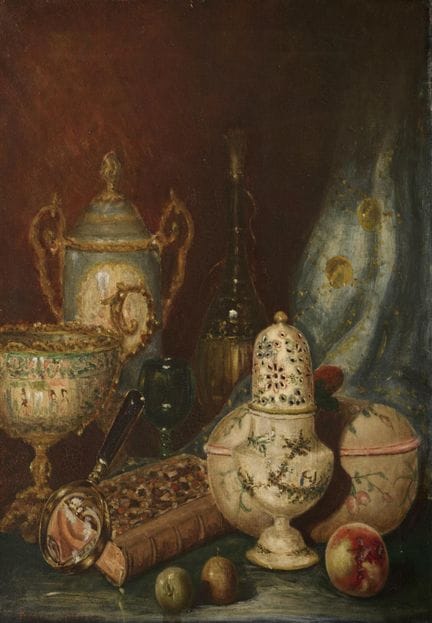 René LAPIERRE (XX) Still Life with Fruit, Earthenw