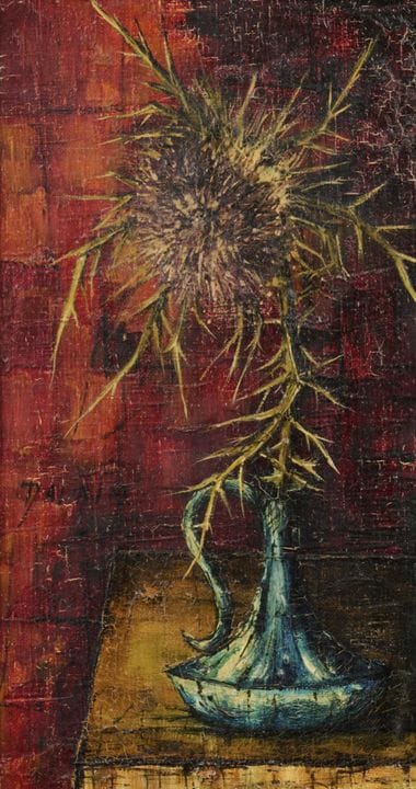Jean-Pierre DAUBIN (1942) Jug with Thistle. Oil on