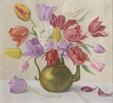 Simone CHAMOUILLET (1899–?) Teapot with Tulips. Oi