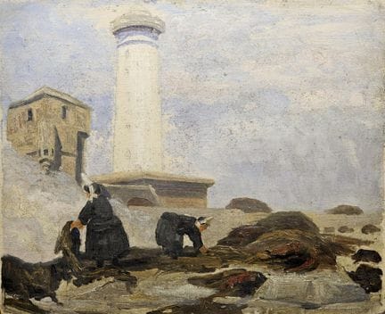 20th-century Breton school. Bigoudens fishing on t