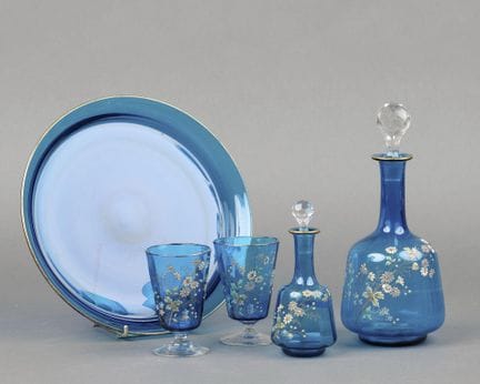 A charming "TETE A TETE" set made of blue glass, d