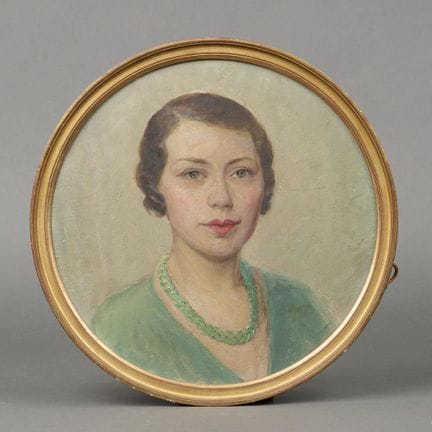 School, circa 1940. Portrait of a woman wearing a 