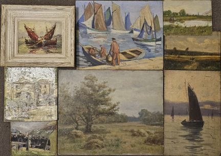 A collection of small-format oil paintings on pane