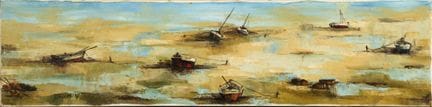 Jean-Pierre DAUBIN (1942) Fishing Boats at Low Tid