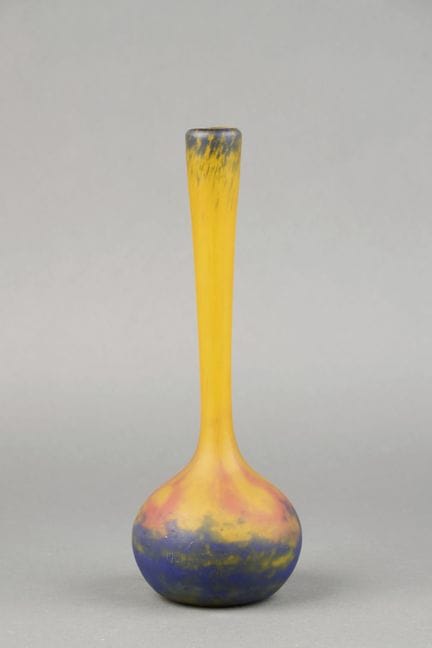 MULLER Frères. Orange and blue marbled glass “Berl