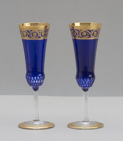 Saint Louis Thistle Gold, 2 copas de champán azule
