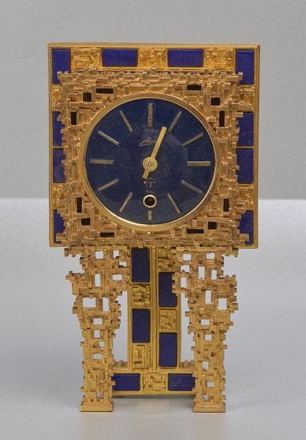 Orologio da tavolo Schmid, metallo, placcato oro
O