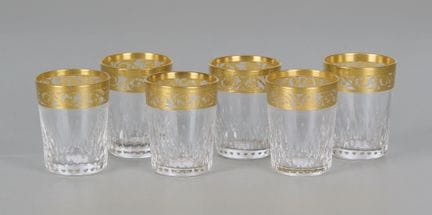 Saint Louis Thistle Gold, 6 vasos, con marca graba