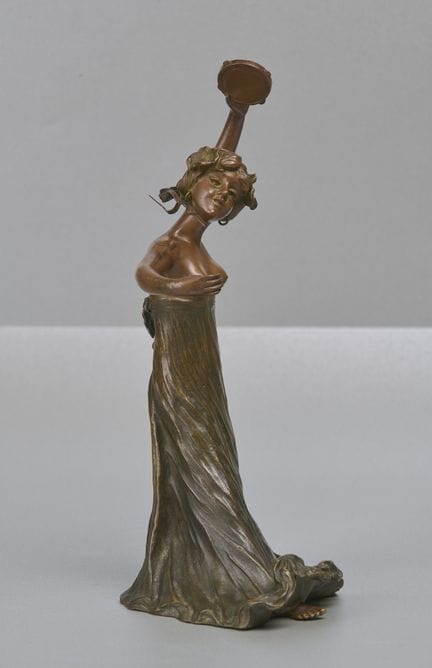 Scultura in bronzo in stile Art Nouveau raffiguran