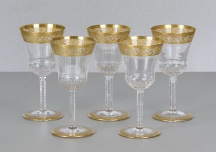 Saint Louis Thistle Gold, 5 vasos, con marca graba
