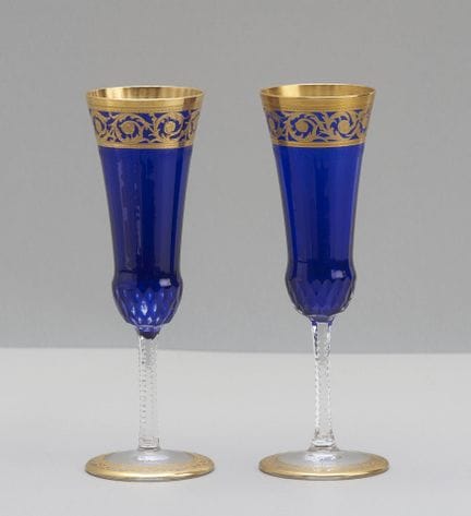 Saint Louis Thistle Gold, 2 copas de champán azule