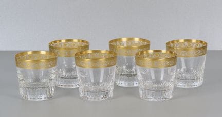 Saint Louis Thistle Gold, 6 vasos, con marca graba
