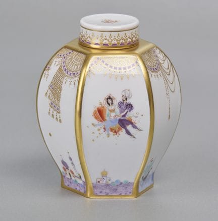 Caja de té de Meissen, decoración «Las mil y una n