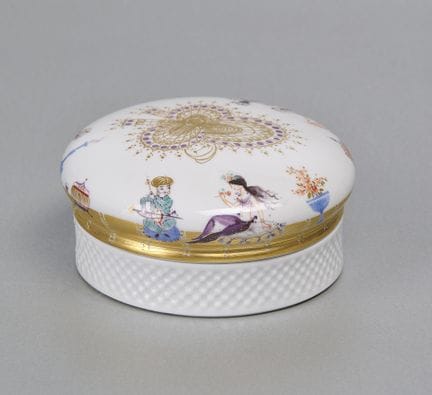 Lata redonda de Meissen, decoración «Las mil y una
