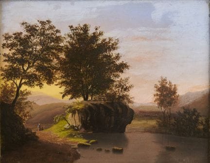 19th-century Dutch painter, Evening Scene by the L