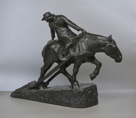 Grande scultura in terracotta raffigurante un oper