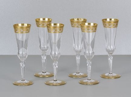 Saint Louis, Callot Gold, 6 copas de champán, con 