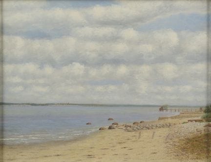 《波罗的海海滩》，签名模糊，作于1916年
《波罗的海海滩》，右下角签名模糊，作于1916年，布面油