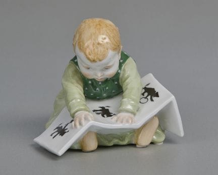 Niño de Meissen de Hentschel con libro, primera se