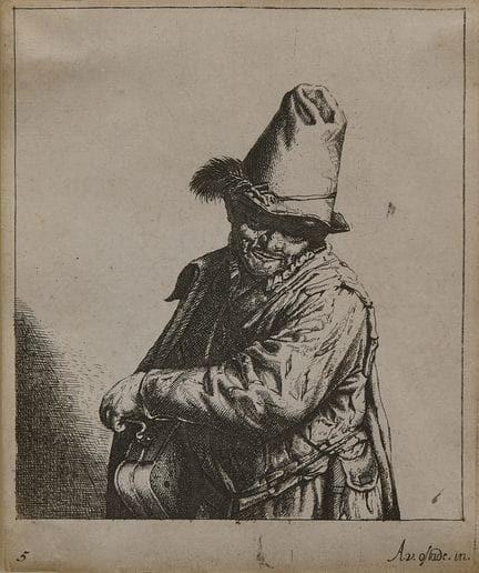 范·奥斯塔德，阿德里安（1610-1685）：《弹竖琴的人》
范·奥斯塔德，阿德里安（1610-16