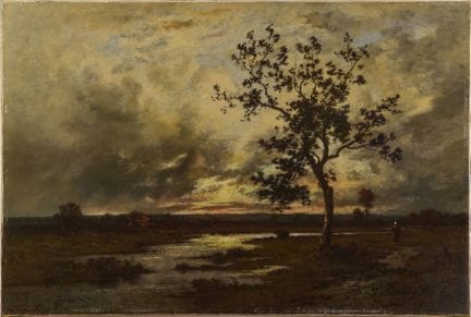 里谢，莱昂（1847-1907）：日落时分的风景
里谢，莱昂（1847-1907），《日落时的风景》
