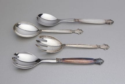 Vier Vorlegeteile, Georg Jensen 'Acanthus', Sterli