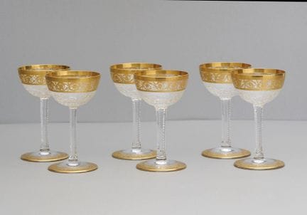 Saint Louis Thistle Gold, 6 vasos, con marca graba
