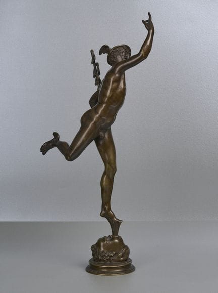 Scultura in bronzo raffigurante Mercurio, XIX seco