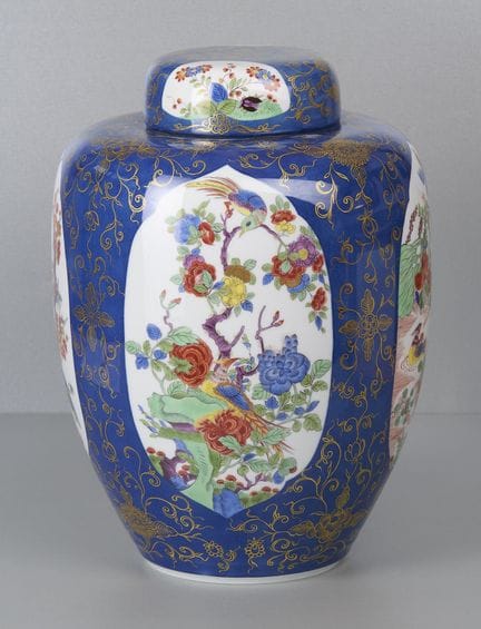 Jarrón balustre grande de Meissen, pintura india, 