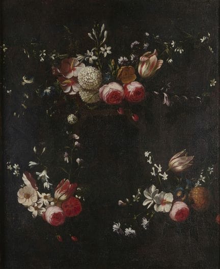 17/18世纪老大师静物画，背面有佳士得印章
17/18世纪老大师静物画，背面有佳士得印章，布面油画