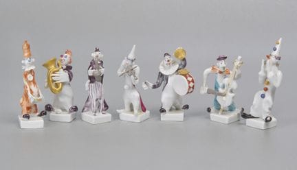 Sette statuine di Meissen della “Clownkapelle” di 