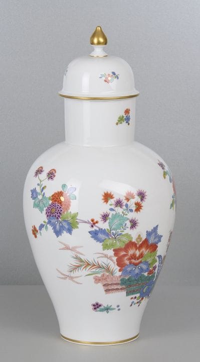 Jarrón grande de Meissen, pintura floral india, pr