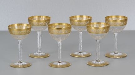 Saint Louis Thistle Gold, 6 vasos, con marca graba