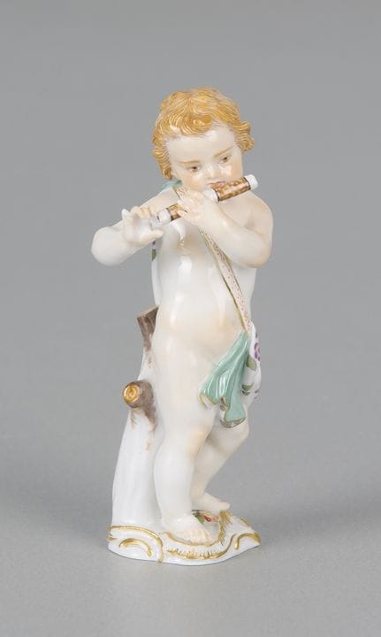 Figura de Meissen con flauta travesera, primera se