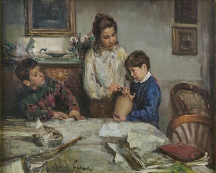 De Cesare, Ugo (1950): Children with a Piggy Bank
